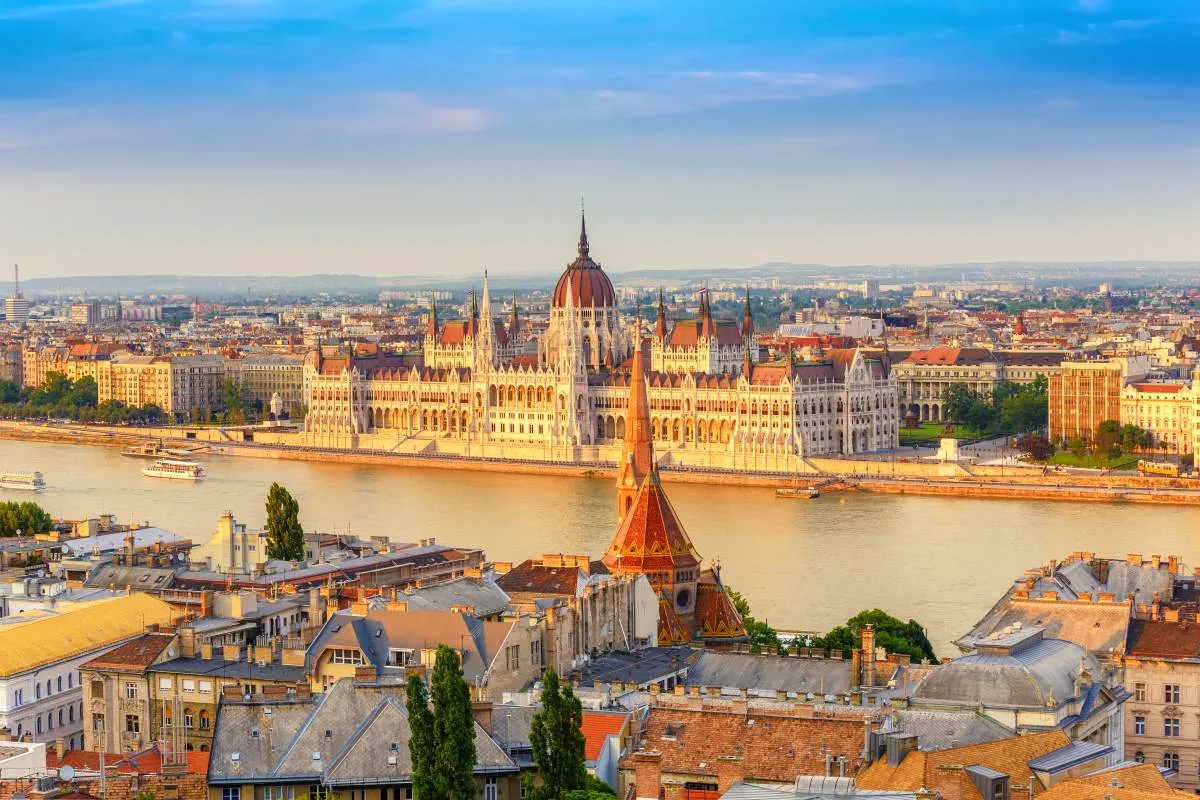 View of Budapest's skyline with the Hungarian Parliament and Danube River